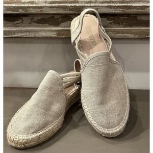 SESTO MEUCCI‎ Women's  Sz 7 Espadrille Wedge Italian Slip-on Beige Linen Comfort